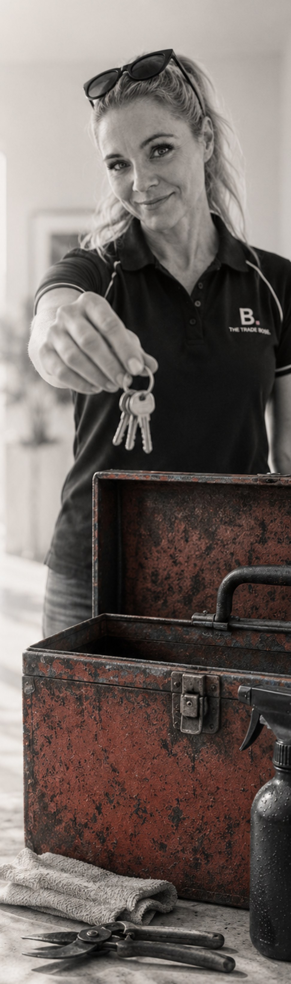 Melanie Bone handing over a set of keys